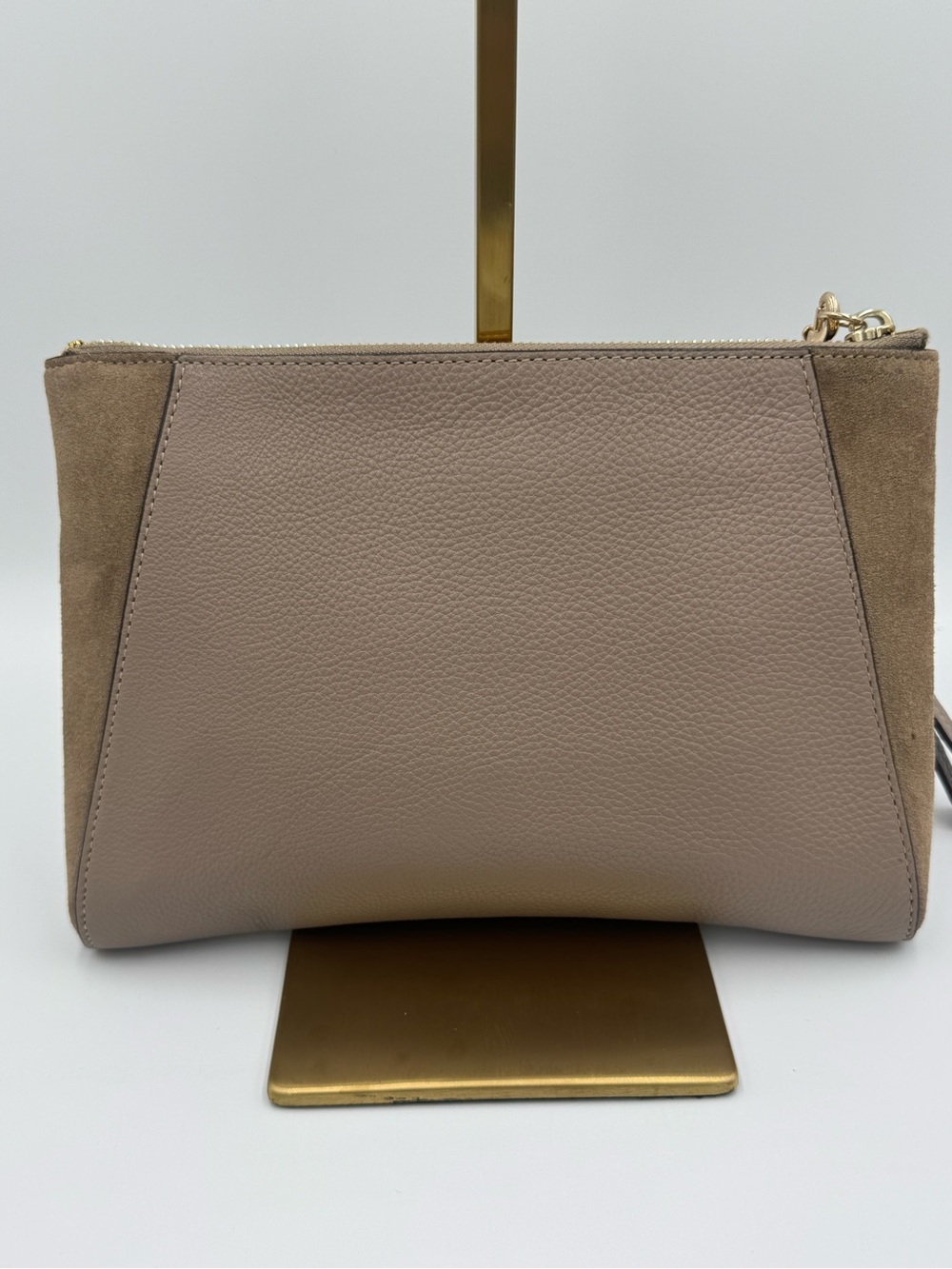 Coach Taupe Leather and Suede Clutch EUC - Picture 4 of 8